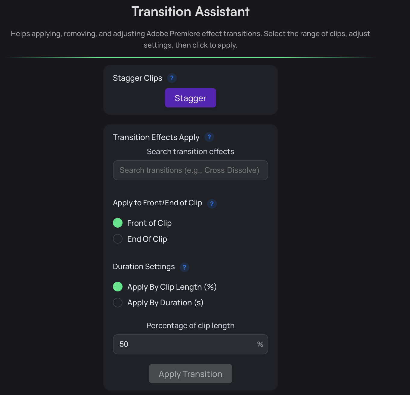 Transition Assistant Support for Adobe Premiere Pro 26+